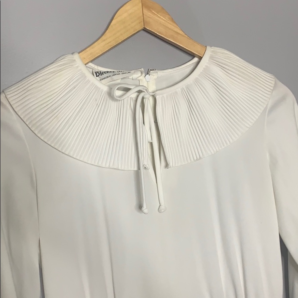Vintage Navy & White Ruffle Dress Stretch S/M - Picture 5 of 10